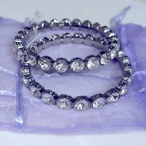 New Cute silver tone bling bangle clear stone